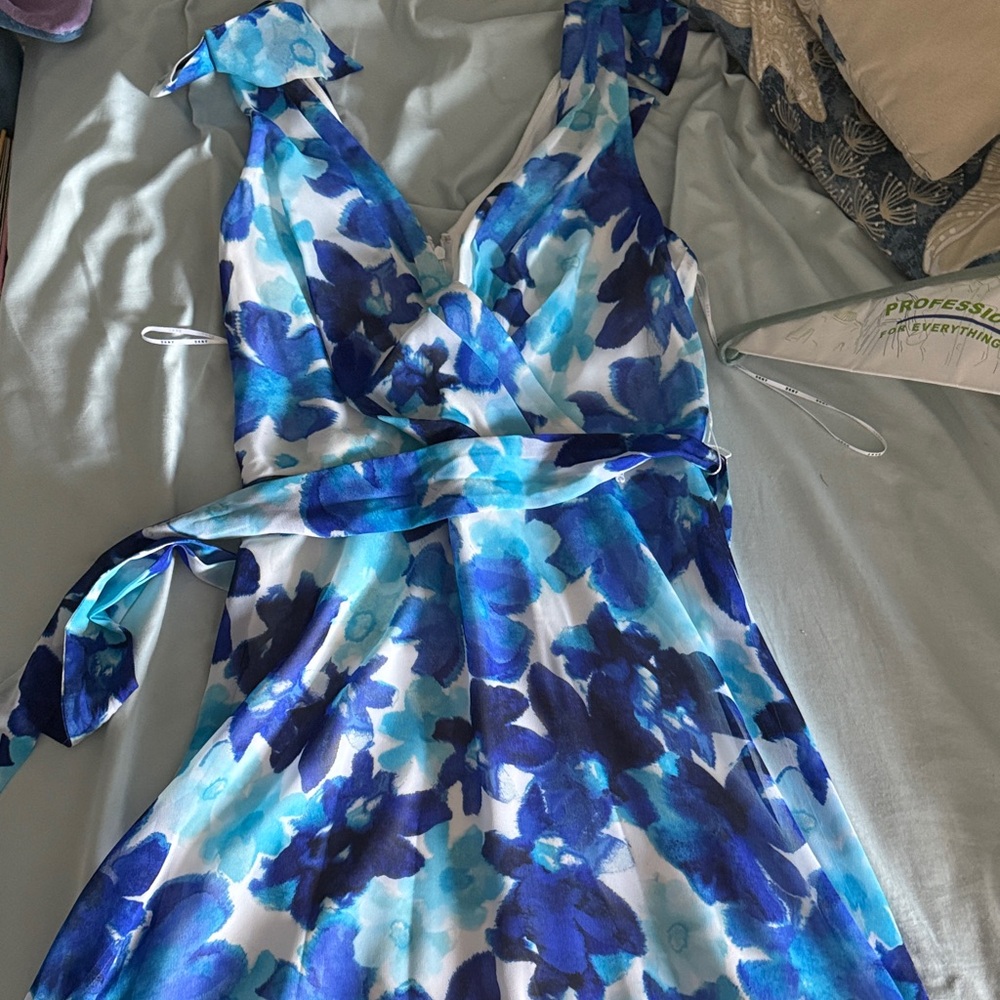 DKNYC Blue and White Floral Maxi Dress